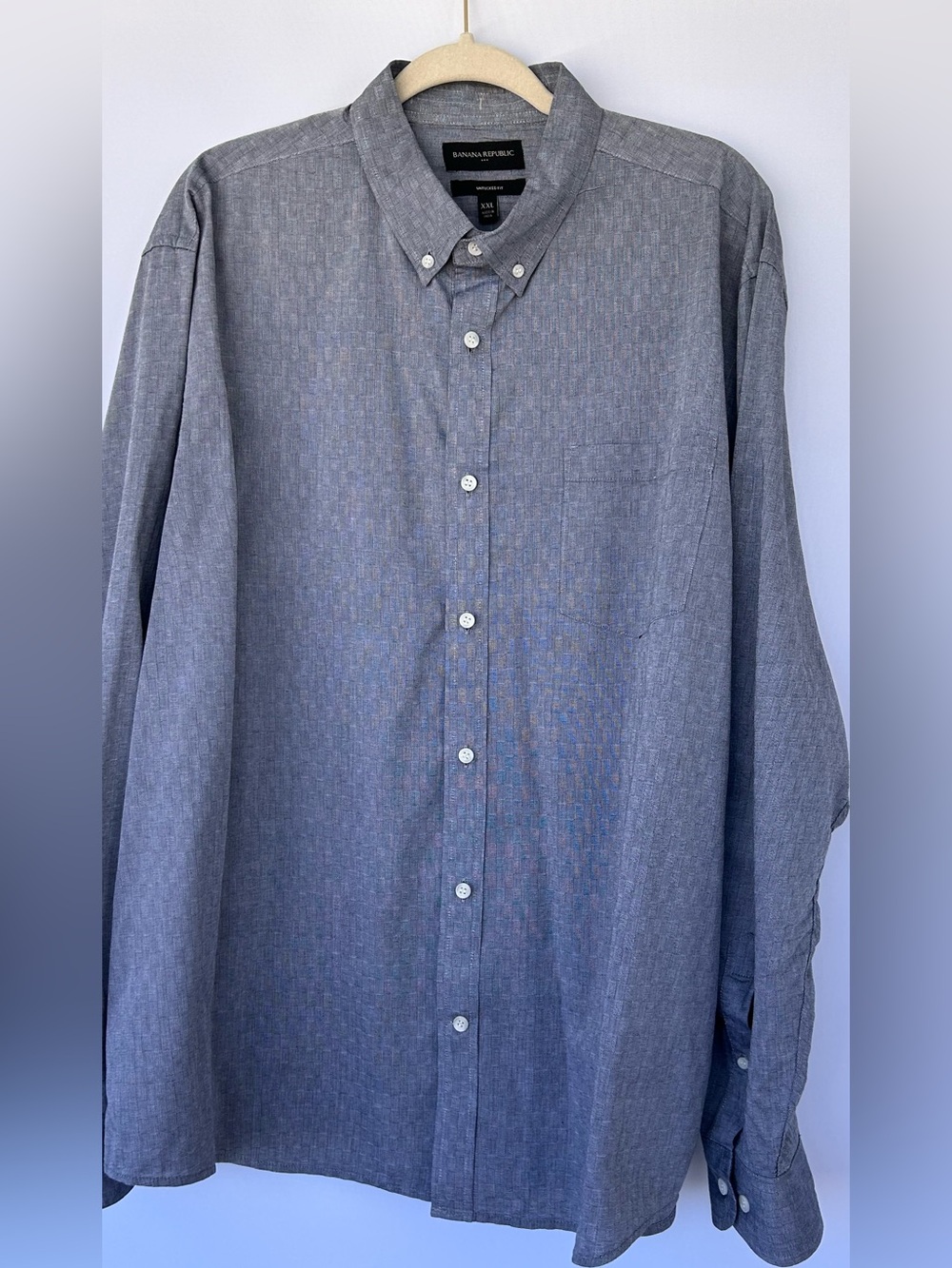 Banana Republic‎ Factory Men’s Button Down Shirt Untucked Fit Gray Size XXL